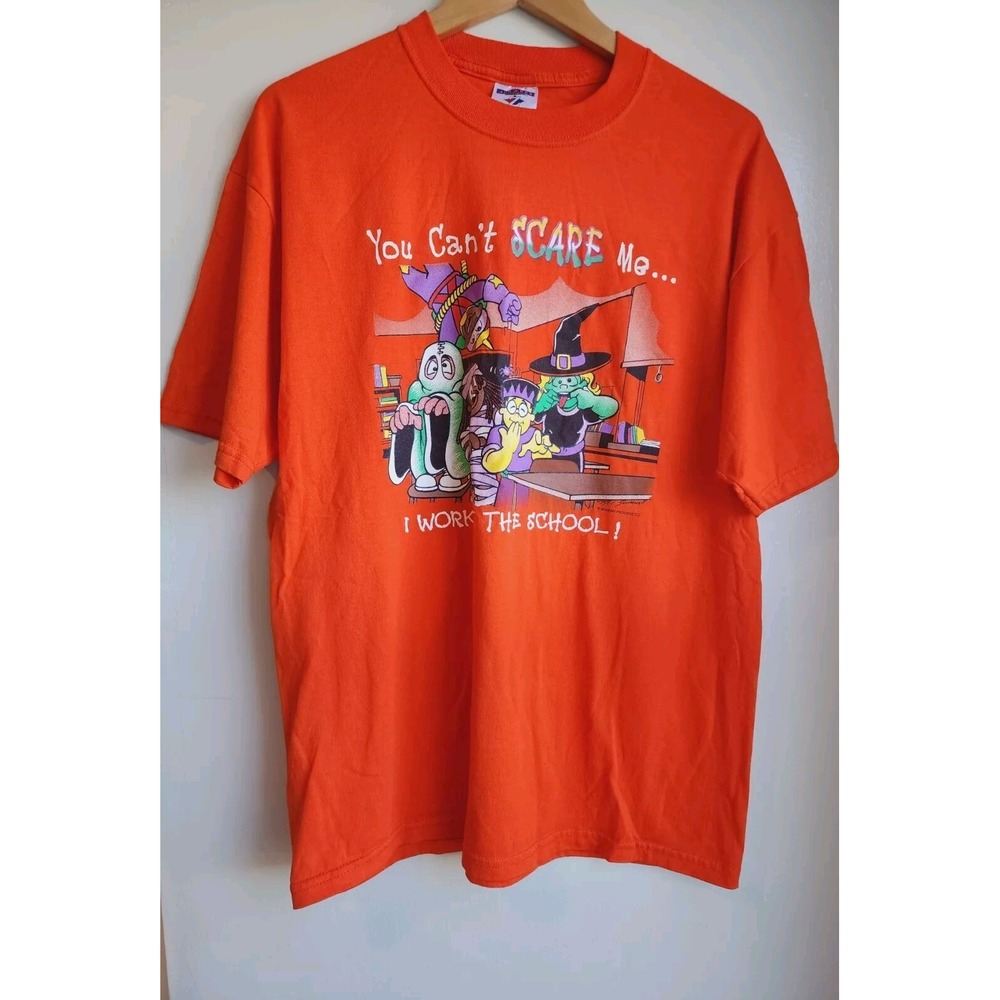 Jerzees Vintage Adults T-Shirt You Can't Scare Me Orange Size L